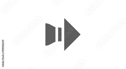 Grey fast forward media player symbol on a clean white background, representing skipping to the next section or accelerating playback in digital interfaces