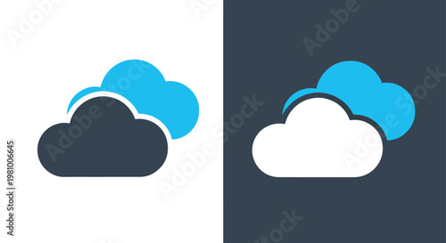 Cloud computing network storage icon - Minimalist, flat icon, outline, glyph, linear, clipart, sticker - icon set