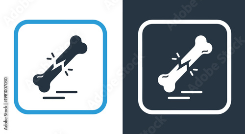 Bone fracture medical trauma injury icon - Minimalist, flat icon, outline, glyph, linear, clipart, sticker - icon set