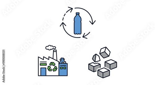 Plastic waste recycling Line minimal abstract colorful vector