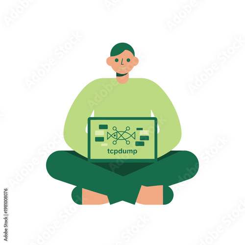 Person Seated Cross Legged with Laptop for Work.
