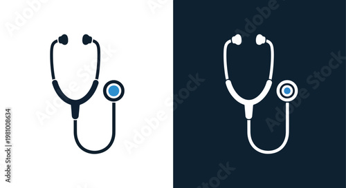 Medical stethoscope diagnostic tool icon - Glyph solid icon - Editable modern style icon - Clipart, sticker - icon set - Clipart