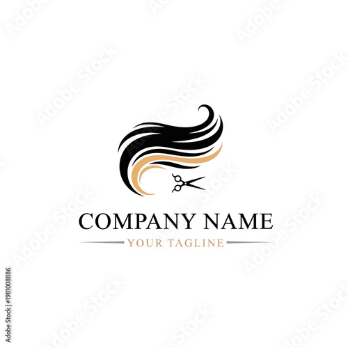 Hair Salon Logo Design with Scissors.