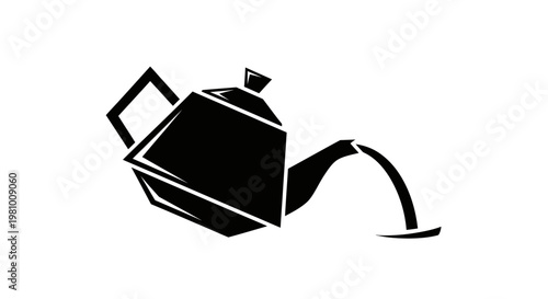 Abstract Geometric Teapot Pouring Liquid Silhouette