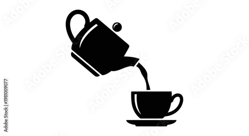 Black icon of tea being poured from a teapot into a cup
