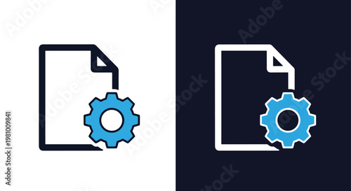 Document settings icon in flat design - Blue icon set - Modern style icon  - Glyph and solid icon set - Icon vector