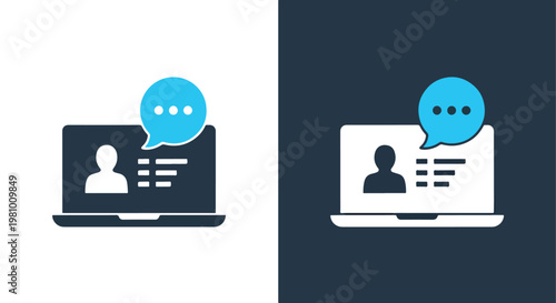 Customer service chat icon in vector - Minimalist, flat icon, outline, glyph, linear, clipart, sticker - icon set