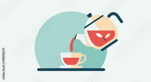 Flat Design Tea Pouring into Cup