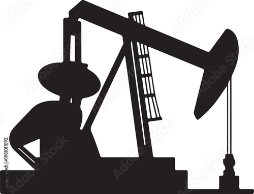 Silhouette of an oil pump jack used for petroleum extraction