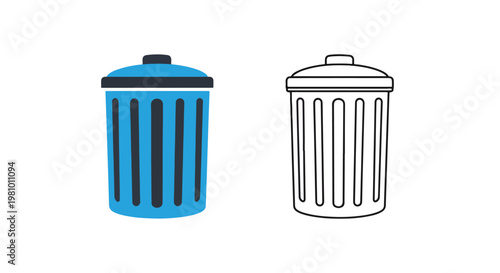 Trash can icon - Glyph solid icon - Editable modern style icon - Clipart, sticker - icon set - Clipart