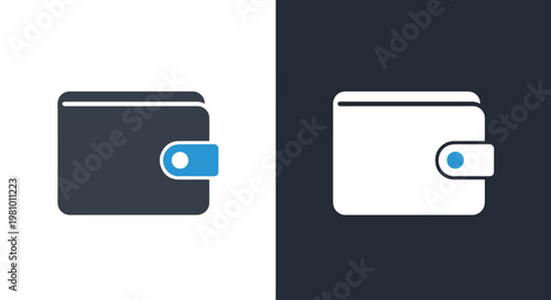 Simple wallet icon - Blue icon set - Modern style icon  - Glyph and solid icon set - Icon vector