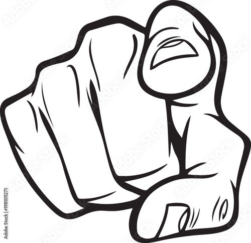 Illustration of a hand pointing forward at the viewer