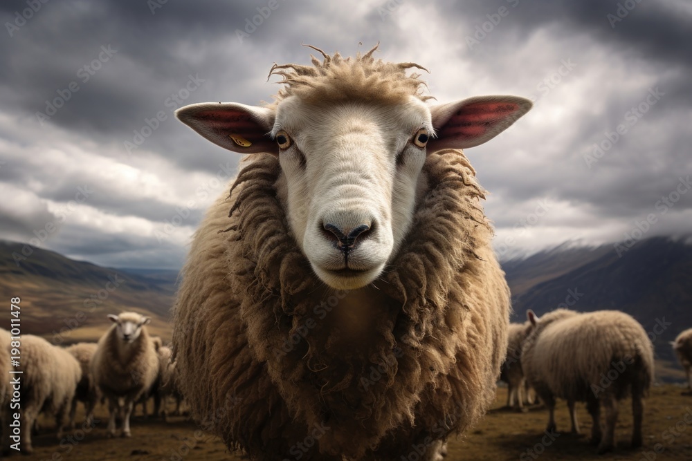 Fototapeta premium Sheep livestock wildlife animal.
