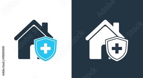 Home insurance protection shield icon - Glyph solid icon - Editable modern style icon - Clipart, sticker - icon set - Clipart