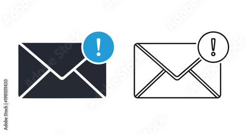 Email notification alert icon - Glyph solid icon - Editable modern style icon - Clipart, sticker - icon set - Clipart