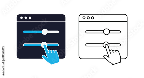 Interface sliders with hand icon - Glyph solid icon - Editable modern style icon - Clipart, sticker - icon set - Clipart