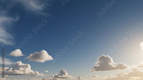 Minimal Blue Sky With Small Clouds Clean Open Space Scene