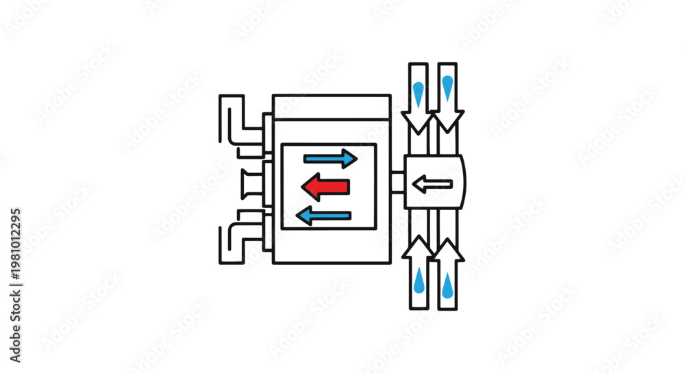 Obraz premium Pneumatic Flow Control Line clean color shapes vector
