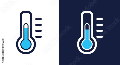 Thermometer showing temperature - Line and glyph solid icon and logo template - Clipart, sticker - icon set