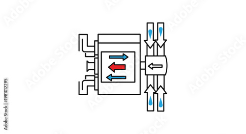 Pneumatic Flow Control Line clean color shapes vector