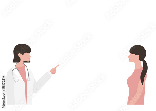 女性に指差し説明をする女医のベクターイラスト素材