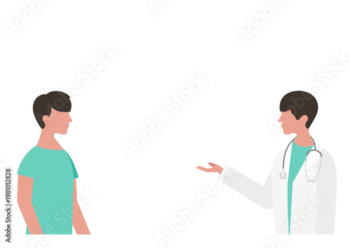 男性に医療説明をする医師のベクターイラスト素材