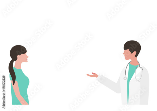 女性に医療説明をする医師のベクターイラスト素材