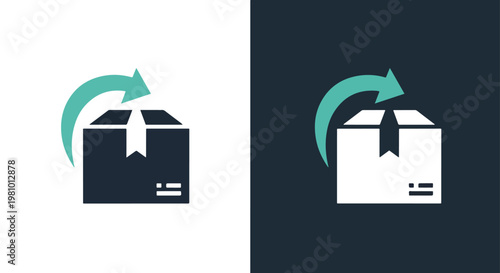 Return package shipping icon - Blue icon set - Modern style icon  - Glyph and solid icon set - Icon vector