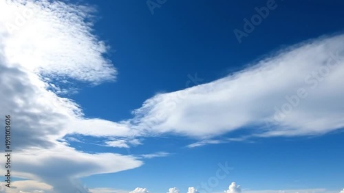 Single Large Cloud In Blue Sky Minimal Clean Aesthetic Scene