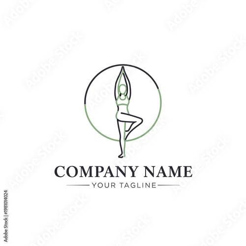 Yoga Pose Logo Design Template Illustration.