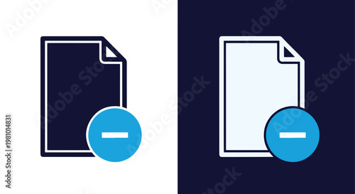 Document remove minus icon - Minimalist, flat icon, outline, glyph, linear, clipart, sticker - icon set