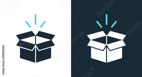 Open box with radiating lines icon - Glyph solid icon - Editable modern style icon - Clipart, sticker - icon set - Clipart