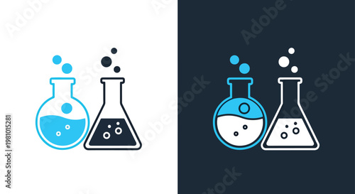 Laboratory flasks with bubbles icon - Glyph solid icon - Editable modern style icon - Clipart, sticker - icon set - Clipart