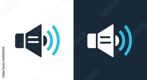 Speaker volume icon vector - Minimalist, flat icon, outline, glyph, linear, clipart, sticker - icon set