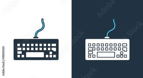 Computer keyboard vector icon - Line and glyph solid icon and logo template - Clipart, sticker - icon set
