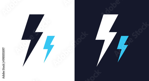 Lightning bolt energy icon vector - Blue icon set - Modern style icon  - Glyph and solid icon set - Icon vector