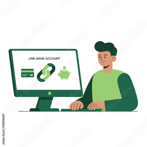 Person Using Online Banking On Computer Monitor.