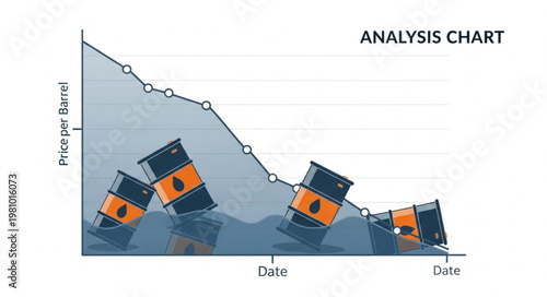 Oil Price Analysis Chart Showing Decline with Barrels.