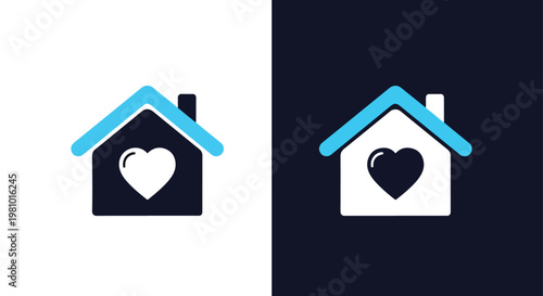 Home sweet home heart symbol - Minimalist, flat icon, outline, glyph, linear, clipart, sticker - icon set