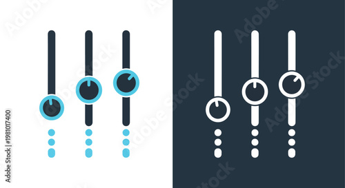 Audio mixer faders vector icon - Minimalist, flat icon, outline, glyph, linear, clipart, sticker - icon set
