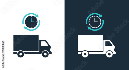 Fast delivery truck shipping logistics icon - Line and glyph solid icon and logo template - Clipart, sticker - icon set