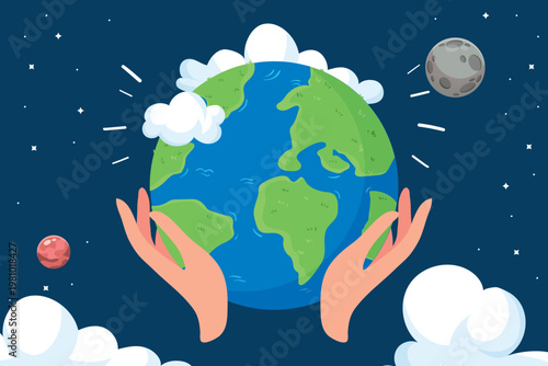 Hand Drawn Flat Earth Day Background A