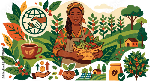 Woman Holding Basket of Fresh Produce.