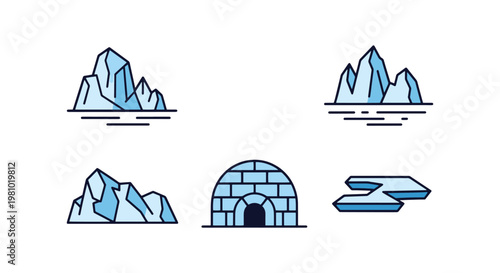 Polar Ice Field Line art simple abstract modern illustration