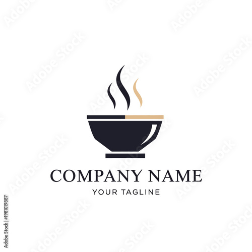 Foto Coffee Cup Logo Design with Steam.
