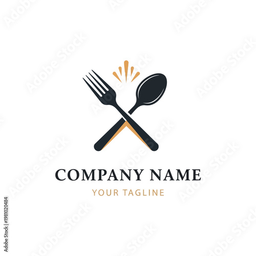 Crossed Fork and Spoon Logo Design.