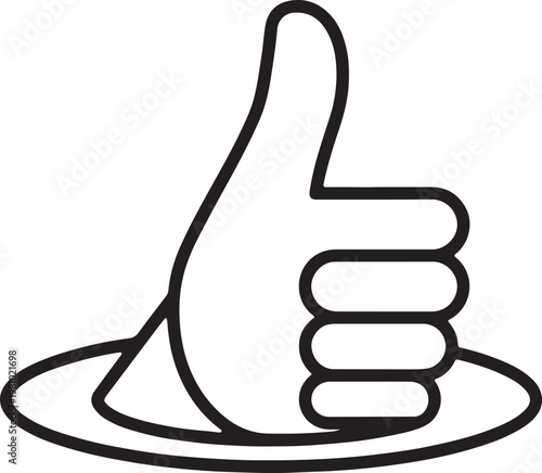 thumbs up hand icon approval gesture with circular base line vector illustration