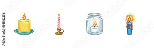 Scented Wax Candles and Burning Tapers for Relaxation and Celebration with Colorful Crayony Pencil Texture and Organic Textures