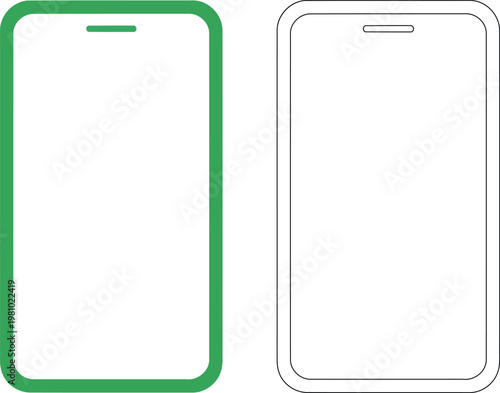 Comparison of smartphone designs with and without colorful bezels Vector