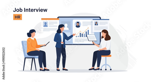 Job Interview Process: HR Team Reviews Candidates' Profiles and Data